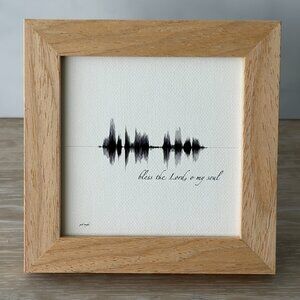 NEW Bless The Lord Soundwave Framed Canvas 4x4in Black White Christian Scripture